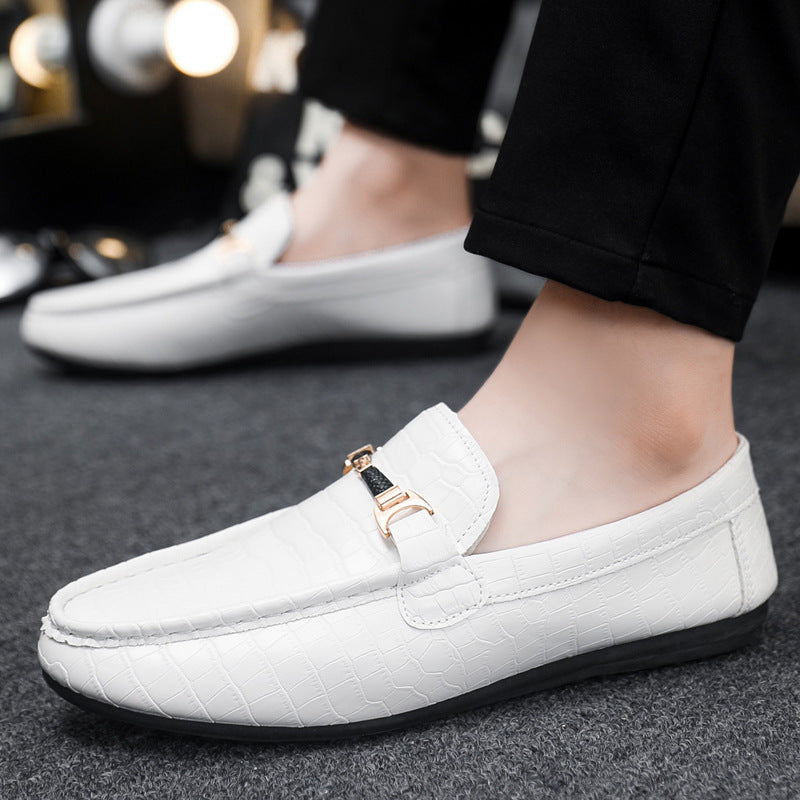 Zapatos masculinos de primavera y verano: mocasines bajos, zapatos informales versátiles, zapatos de cuero transpirable, zapatos de trabajo negros, zapatos slip-on de un pie