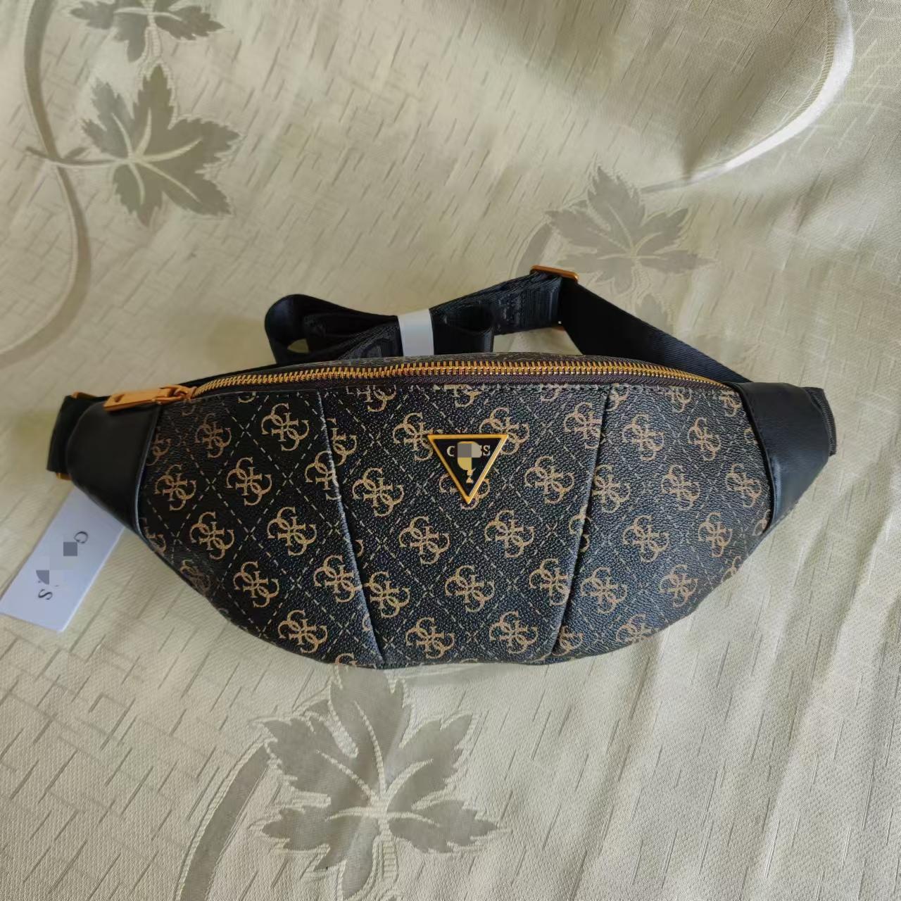 New Guesser Foreign Trade 2025 Nuevo bolso bandolero europeo y americano para hombre con cremallera triangular estampado Bolso de hombro de moda Bolso de hombre