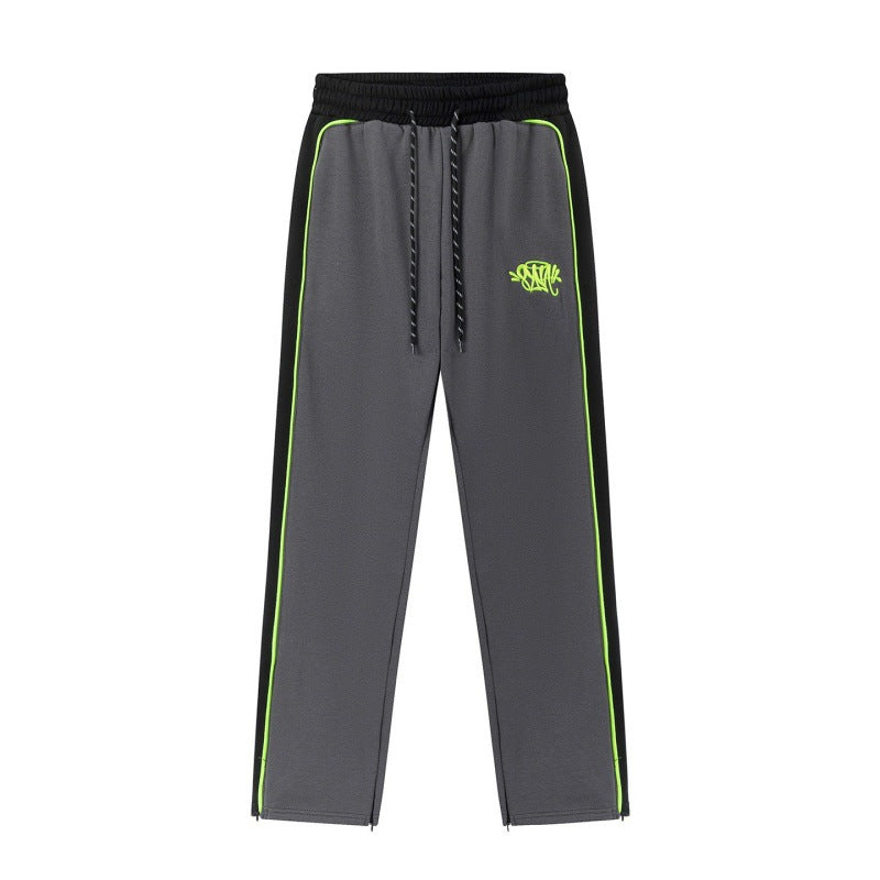 European and American cross-border e-commerce, hip-hop style casual long pants set (embroidered) with fleece lining for men and women, fashionable.