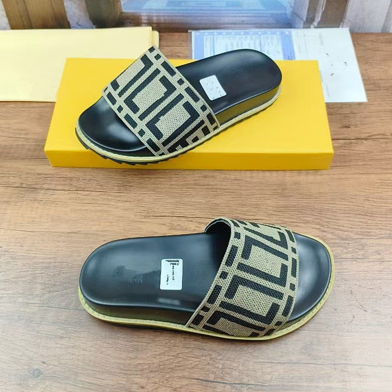 42 43 zapatillas de mujer talla grande, nuevo monograma FD Letter, sandalias planas de vaquero elástico de una sola pieza Dropshipping