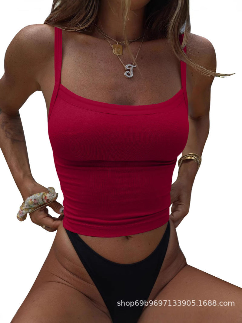 Ropa europea y estadounidense transfronteriza 2025 estación independiente de Amazon sexy chica sexy con tirantes cortos ajustados ropa femenina