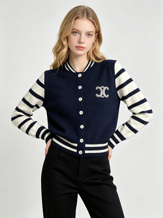 Embellished Striped Cardigan | Autumn Winter