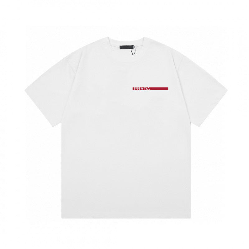 Camiseta de triángulo triángulo de alta edición alta de edición transfronteriza de PRA Pujia, unisex verano, suelta y versátil de manga corta con estampado