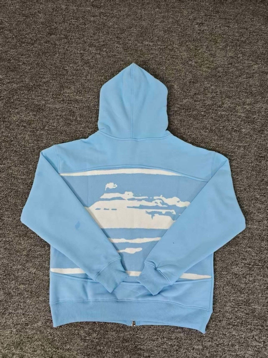 New 2025 cross-border set with embroidered minimalist lettering, high-street fashion loose cardigan, hoodie, and casual pants