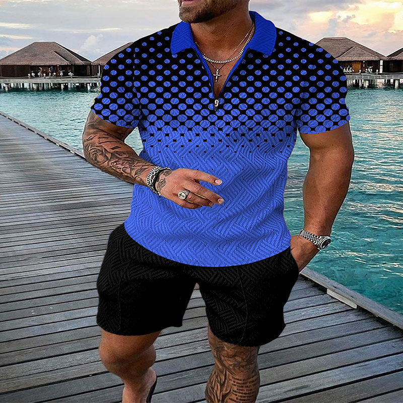 Conjunto de dos piezas de manga corta y pantalones cortos de Amazon de verano transfronterizo 2024 para comercio exterior, conjunto deportivo casual masculino