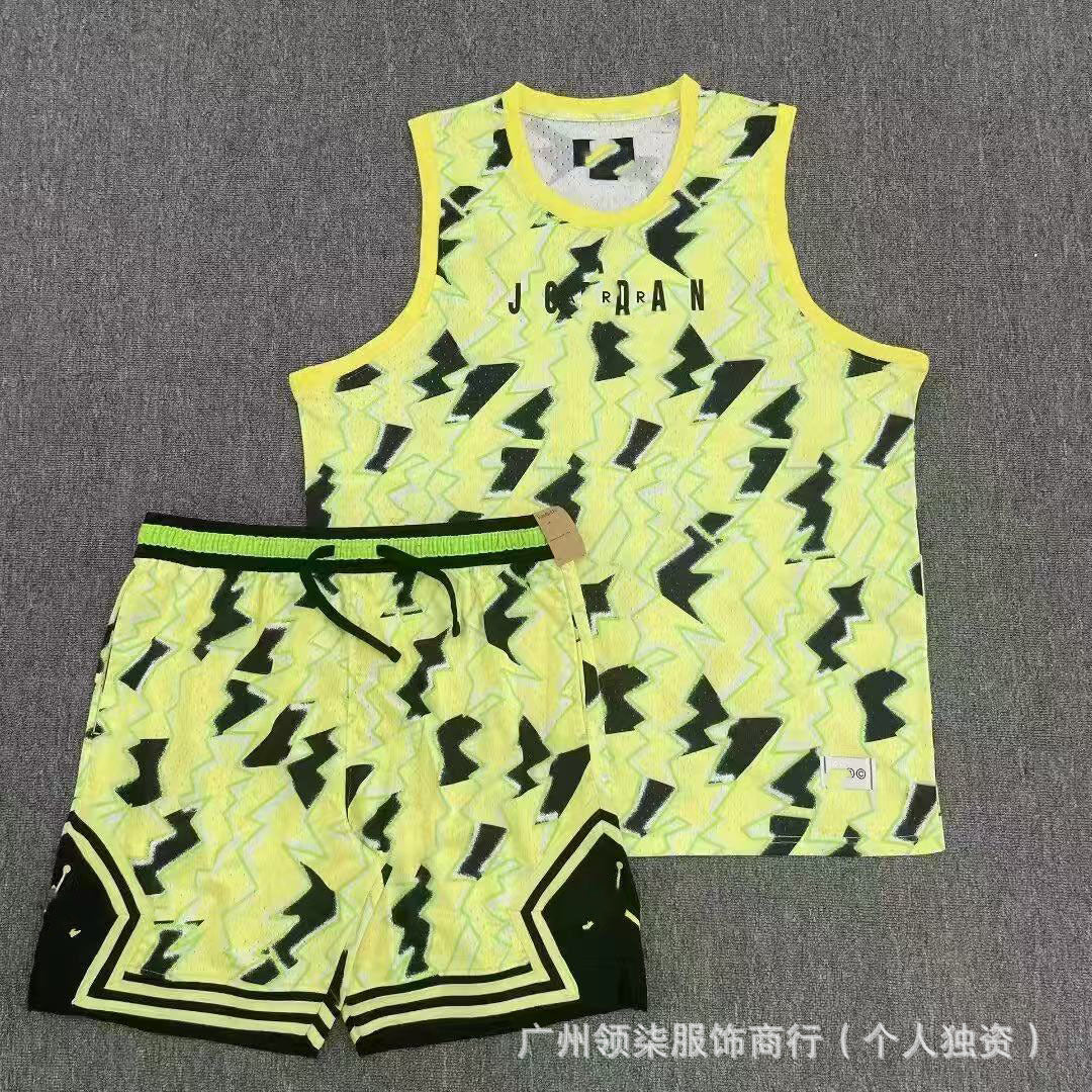 Nuevo chaleco deportivo de baloncesto Flying Man con pantalones cortos, chaleco deportivo casual de correr de secado rápido, transpirable y holgado