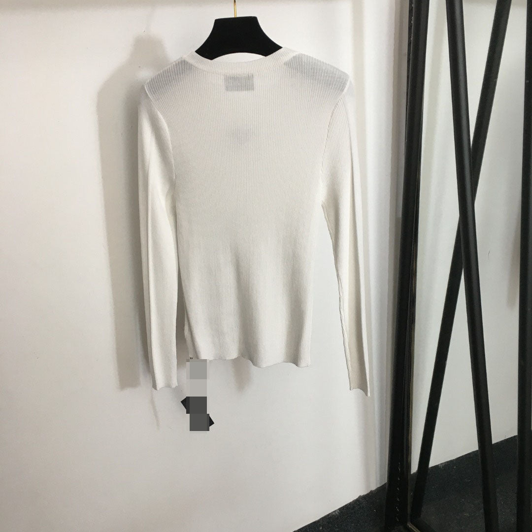 Strick-T-Shirt P | Buchstaben auf der Brust