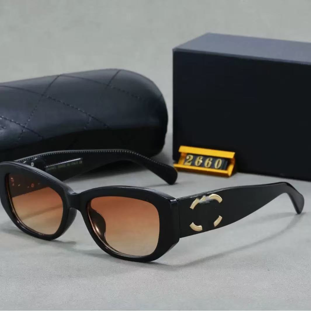 Xiaochanfeng Gafas de sol Double C para mujer, Gafas de sol más vendidas de celebridades de Internet Xiaohongshu para hombres, Bestseller en directo, 2660 Nuevo Estilo