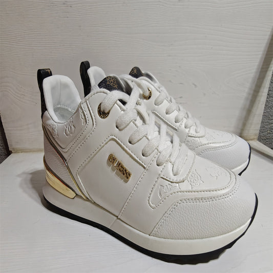 Zapatillas casuales de tipo blanco con cordones, zapatos de plataforma para mujer ligeros, antideslizantes y resistentes al desgaste
