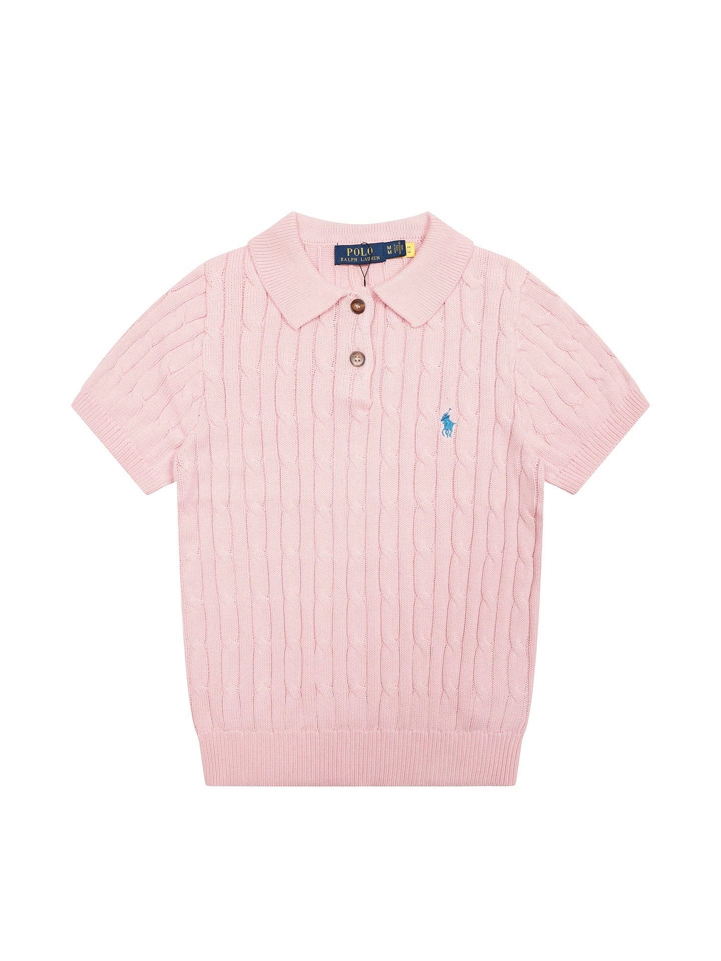 Camiseta ajustada de mujer de punto de punto de pony Ralph Lanins Rough Summer, punto transfronterizo, camiseta de solapa de pony de punto