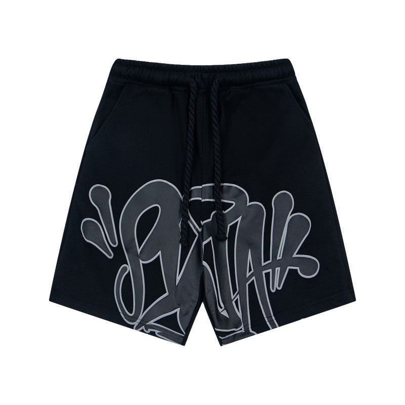 Camiseta americana de hip-hop callejero, camiseta de manga corta holgada con letras de hombre, pantalones cortos informales, conjunto deportivo versátil