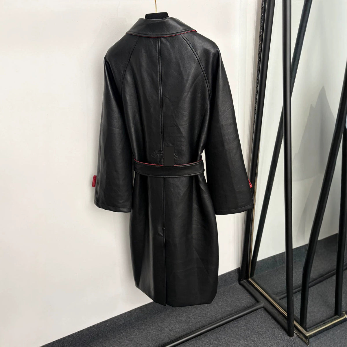 Faux Leather Coat | Mid-Length And Fitted Waist