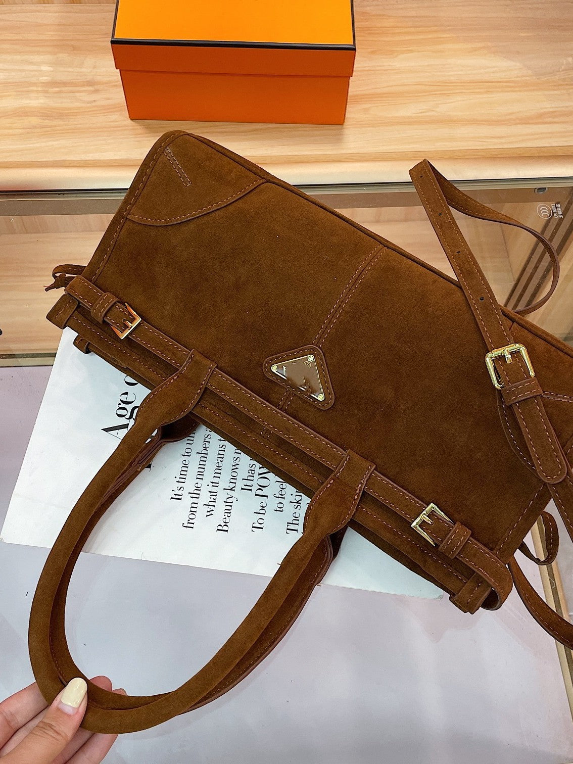Women's Suede Moto Bag | Premium Versatile Fashion Underarm Crossbody Bag | Includes Box