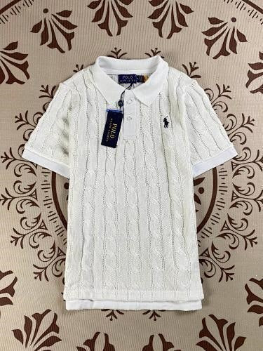 Camisa de punto de punto de algodón corto bordada 26 Xia New American Lafu Family Pony Mark para hombres y mujeres