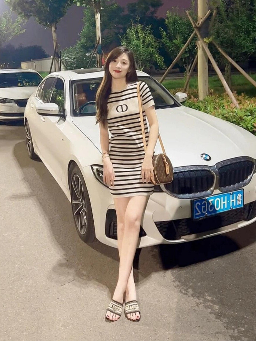 Women's striped knit dress CD | Summer style