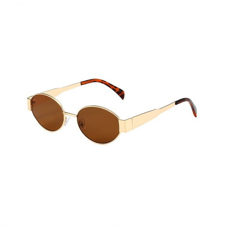 4S235 Gafas de sol de metal de moda europeas y americanas Personalidad vintage Protección UV de montura estrecha Gafas de sol para conducir al aire libre