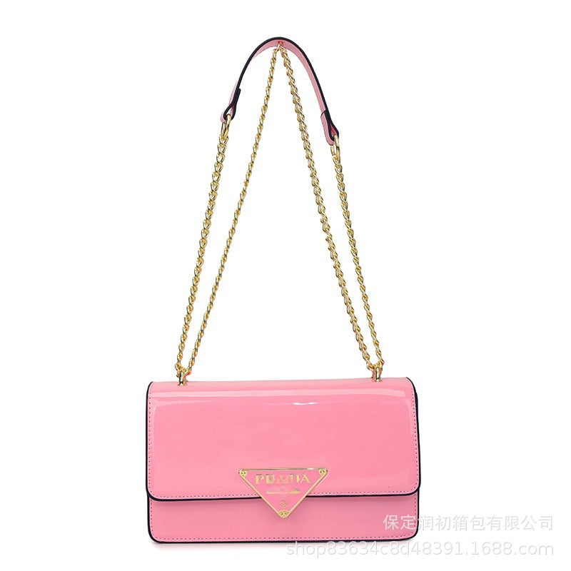 Nuevo bolso cruzado de charol estilo Chanel para mujer, con estilo Chanel, bolso cruzado de un solo hombro con cadena de desplazamientos y portátil de un solo hombro