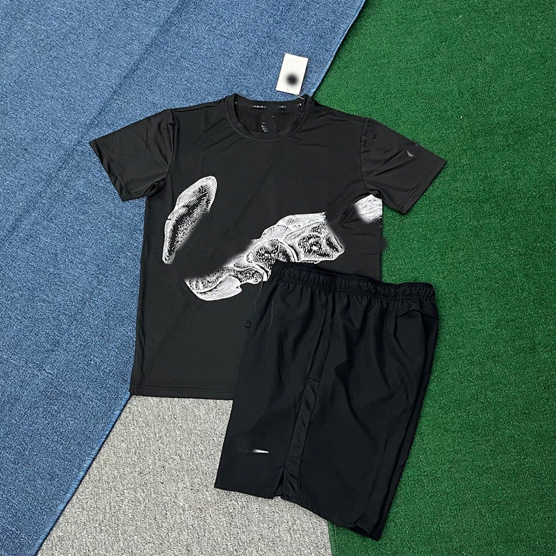 Men's Sportswear Set | Quick-Dry Ice Silk T-Shirt + Shorts