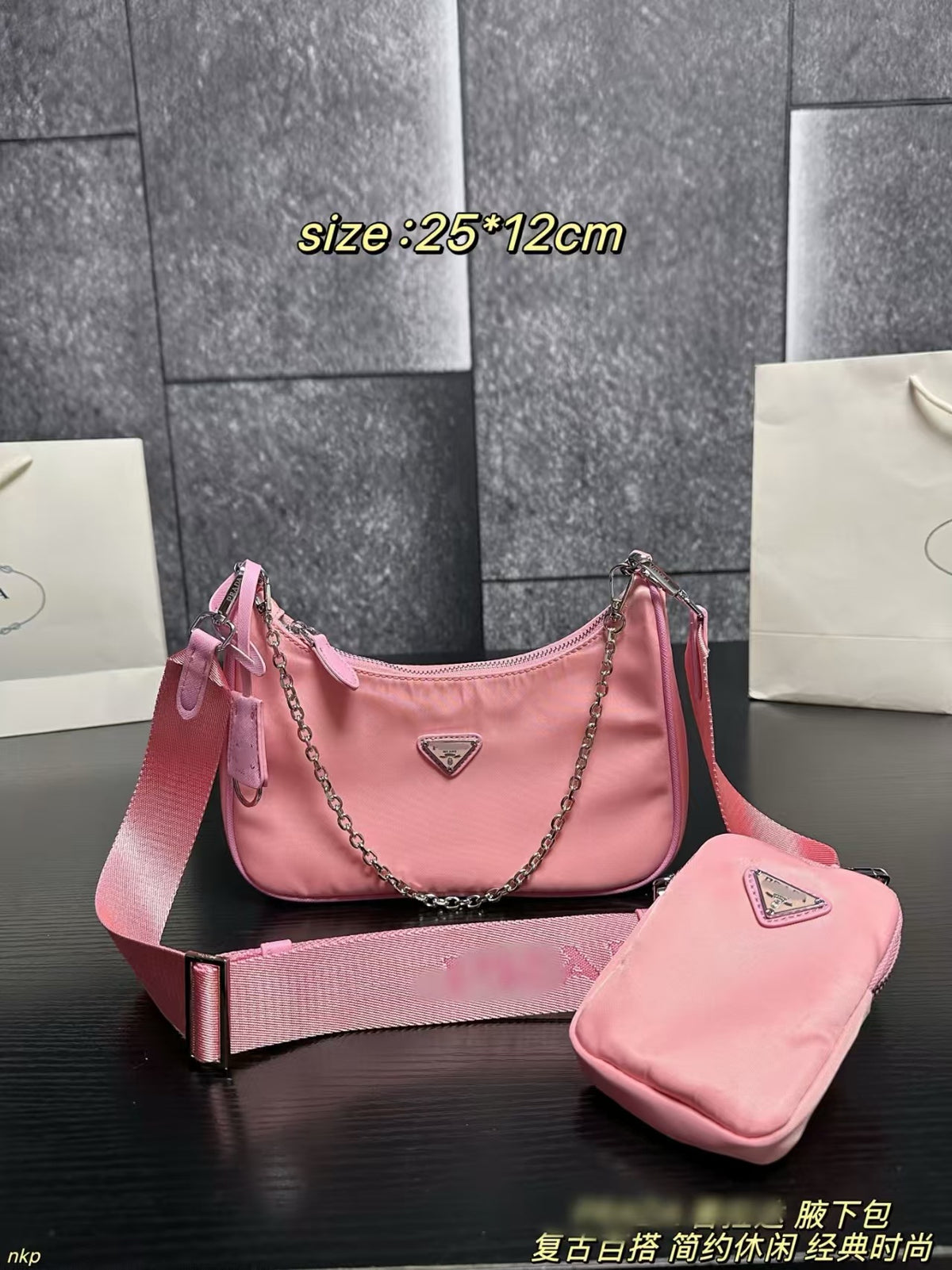 Bolso GUE | Nailon Y Cadena | Con Caja