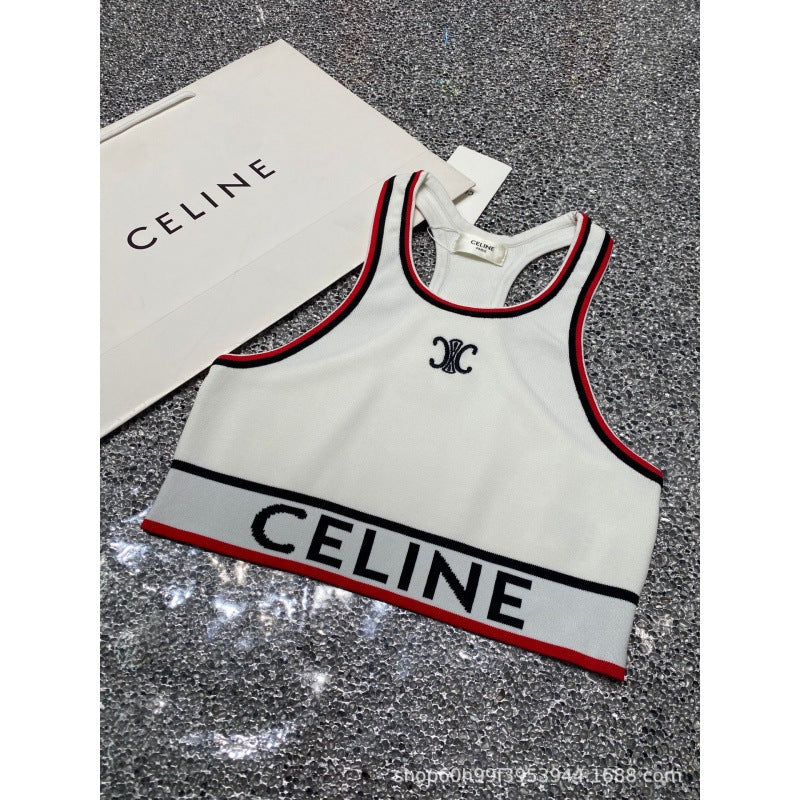 CC Primavera/Verano 2026 Nuevo diseño de nicho con dobladillo con botones de letras bordadas con chaleco I I-string