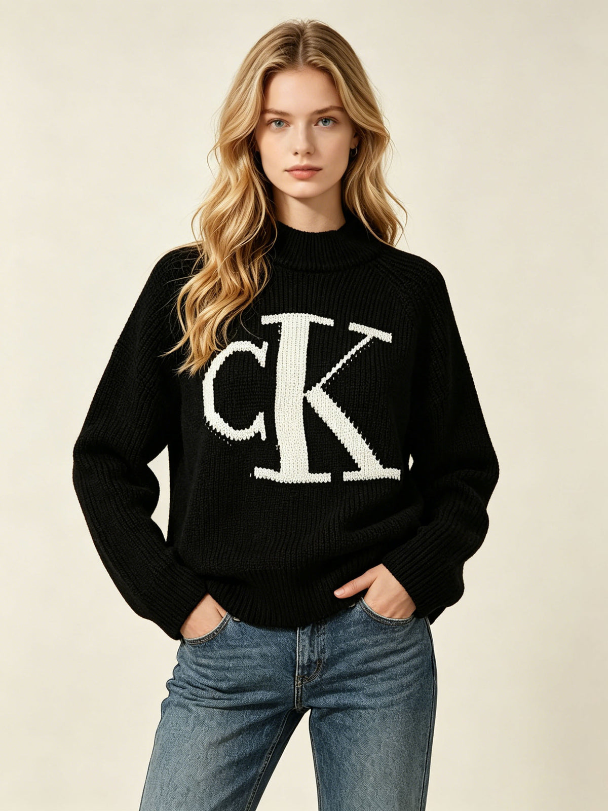 Jersey De Mujer CK | Cuello Alto Y Estilo Casual