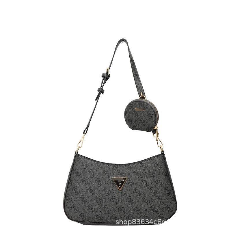 Comercio exterior al por mayor, bolso retro GS Guesser europeo y americano, bolso de hombro de moda de suegra con estampado transfronterizo