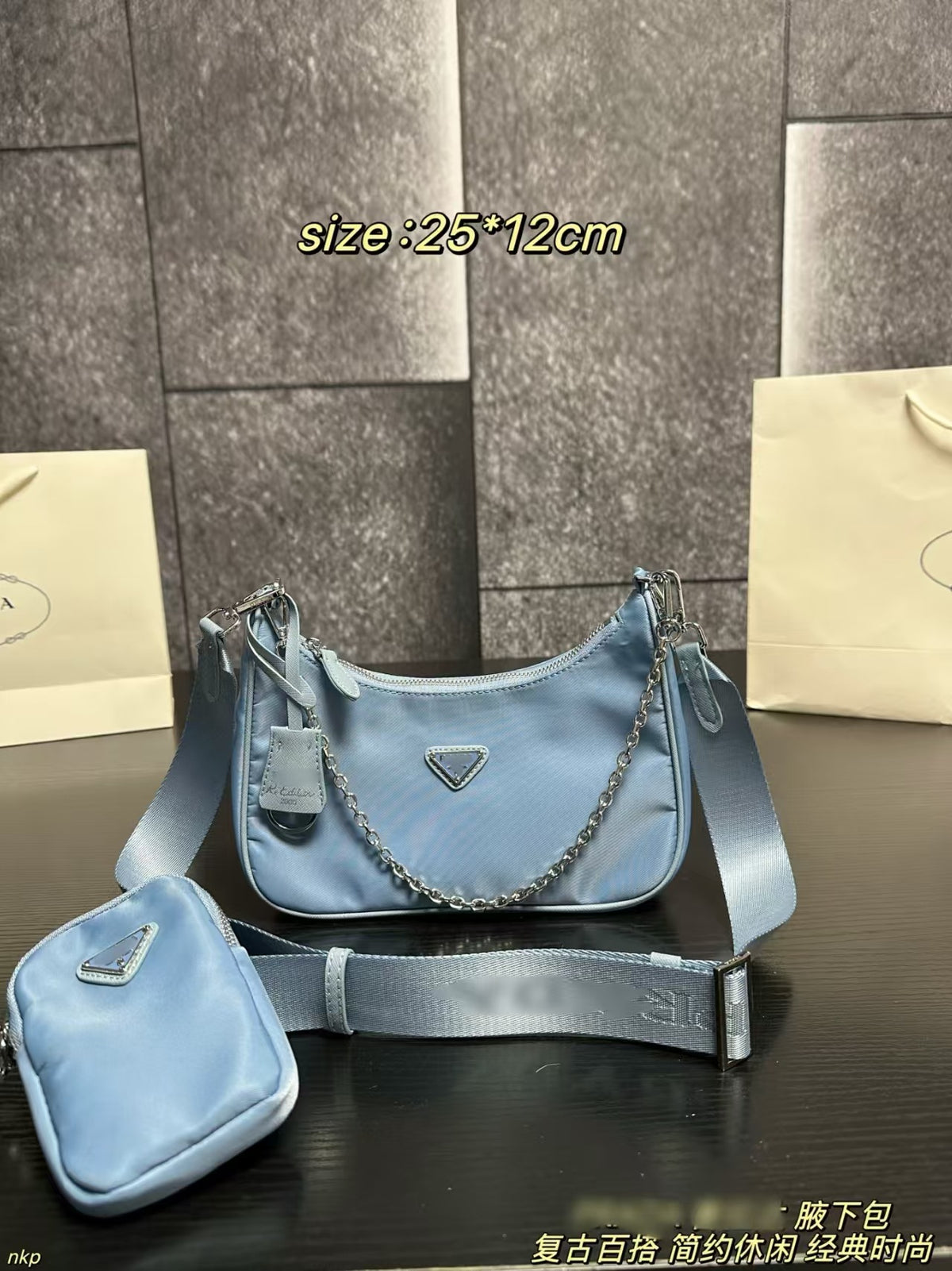 Bolso GUE | Nailon Y Cadena | Con Caja