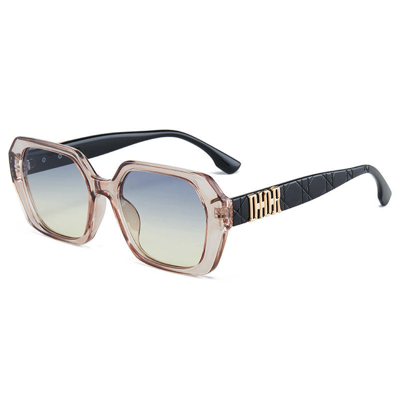 Impresión de personalidad transfronteriza Gafas de sol de hoja de mercurio D poligonales europeas y americanas Gafas de sol de moda para el hogar Gafas versátiles para hombre y mujer