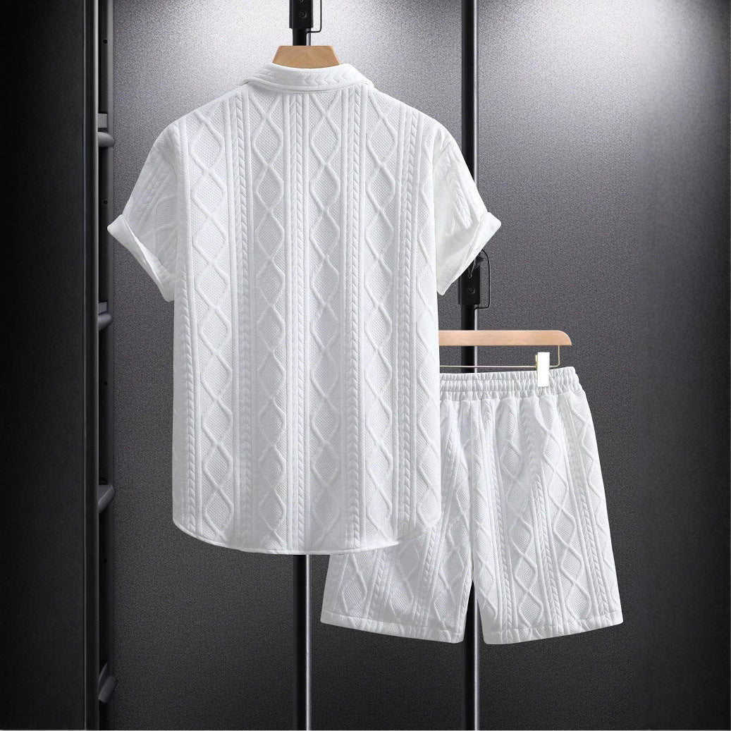 Temu Shein conjunto de camisas casuales de verano para hombre y pantalones cortos de playa de manga corta