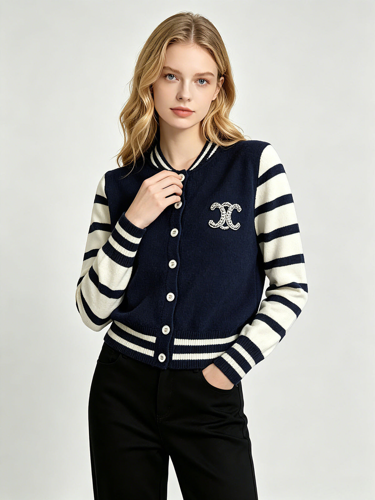 Embellished Striped Cardigan | Autumn Winter