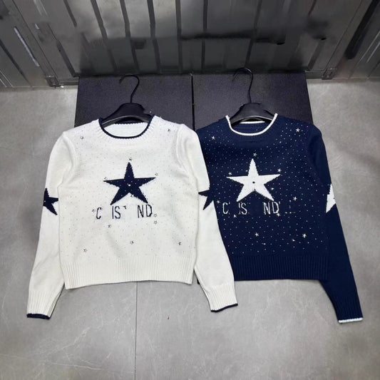 Maglione in maglia CD | Jacquard con lettere e stelle
