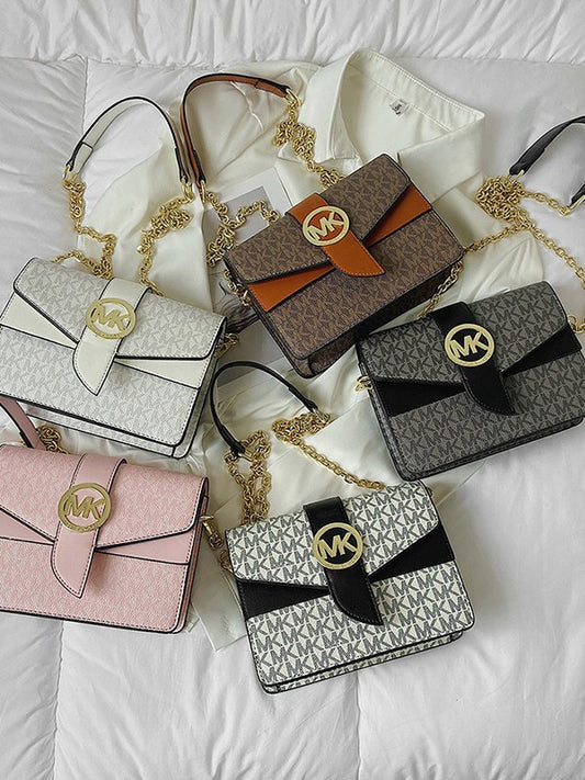 Nuevo bolso cruzado de moda 2025, con letras pequeñas cuadradas de un solo hombro texturizado, con cadena, bandolera de gran capacidad