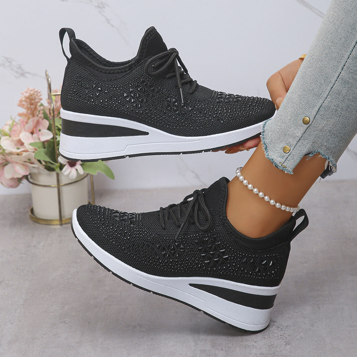 Zapatillas nuevas transfronterizas, zapatillas de mujer, zapatillas casuales transpirables primavera 2026, zapatillas de malla deportivas de malla para realzar
