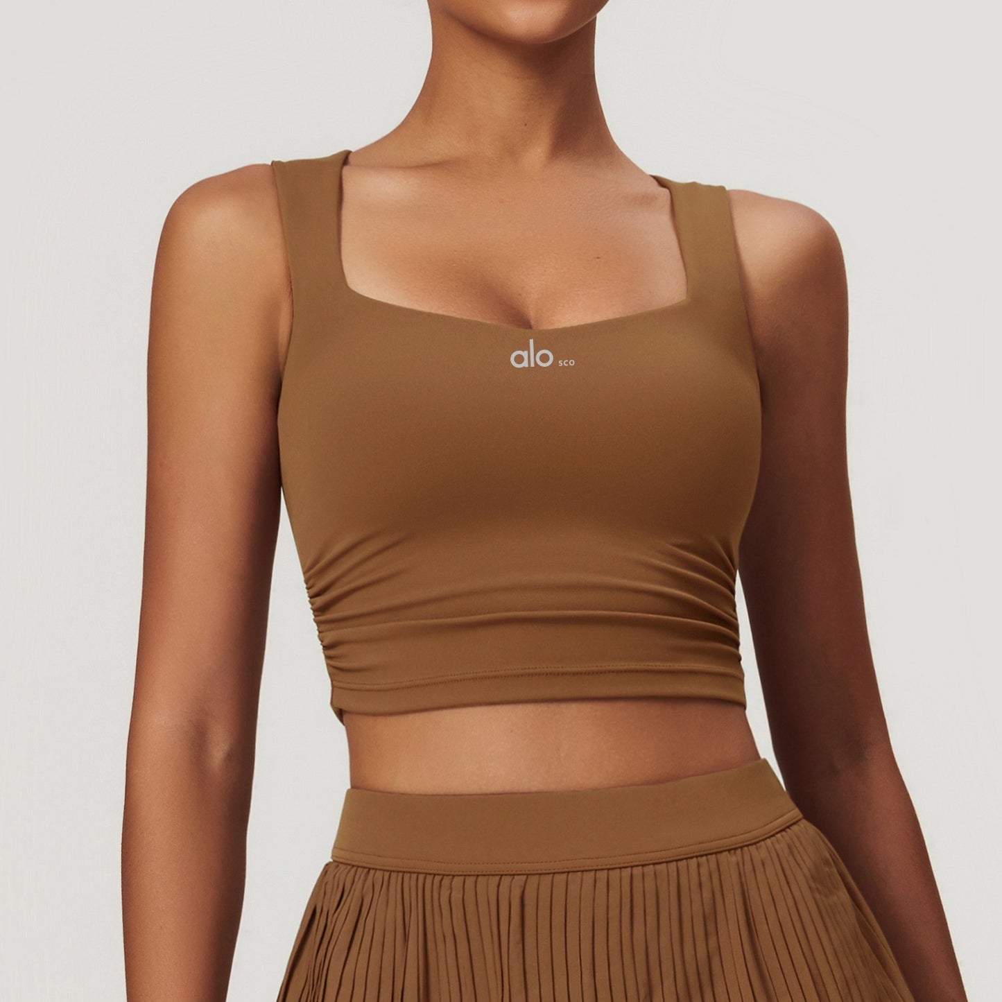 Conjunto de falda de tenis de ALOSCO, set de yoga para exteriores, camiseta de sujetadores de dos piezas, falda deportiva antideslizante de secado rápido
