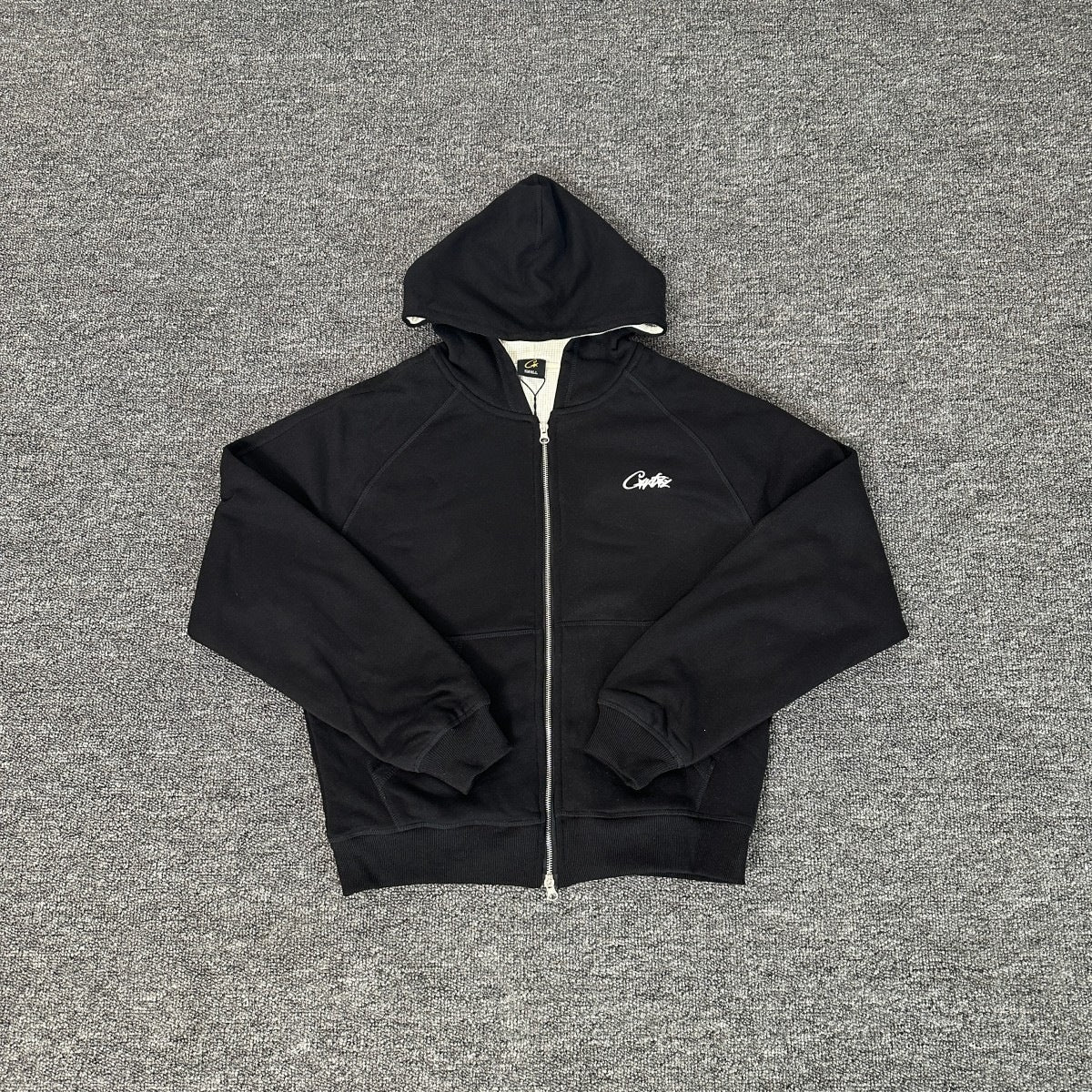New 2025 cross-border set with embroidered minimalist lettering, high-street fashion loose cardigan, hoodie, and casual pants