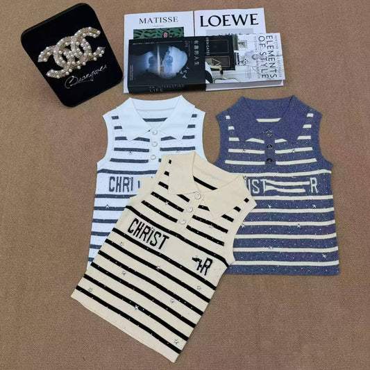 Maglietta donna in maglia 2026 CD | Senza maniche e stile casual