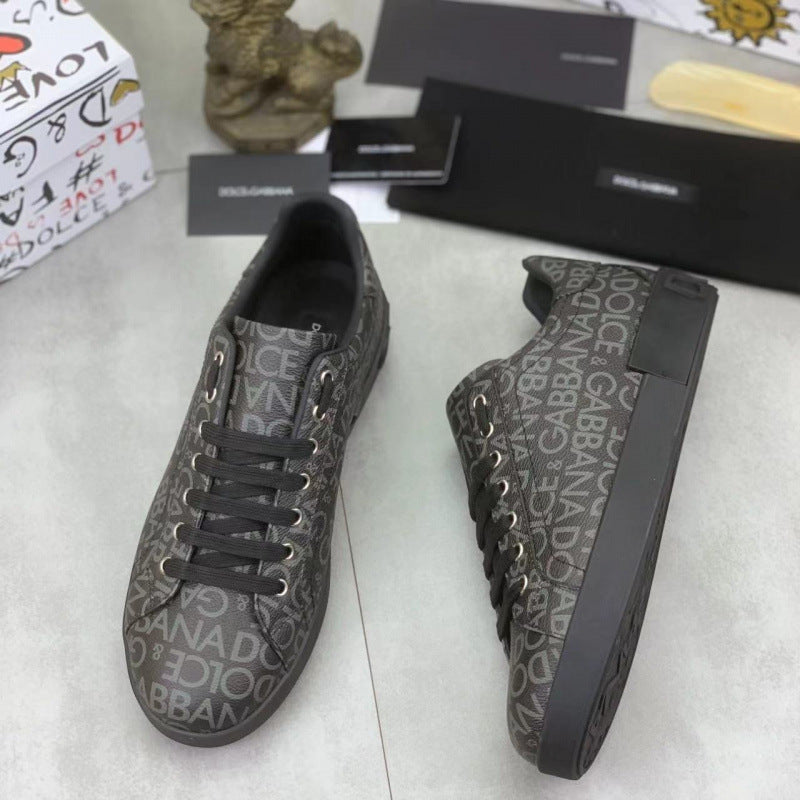 Zapatillas casuales de cuero hombre familia DG | Velcro blancas versátiles