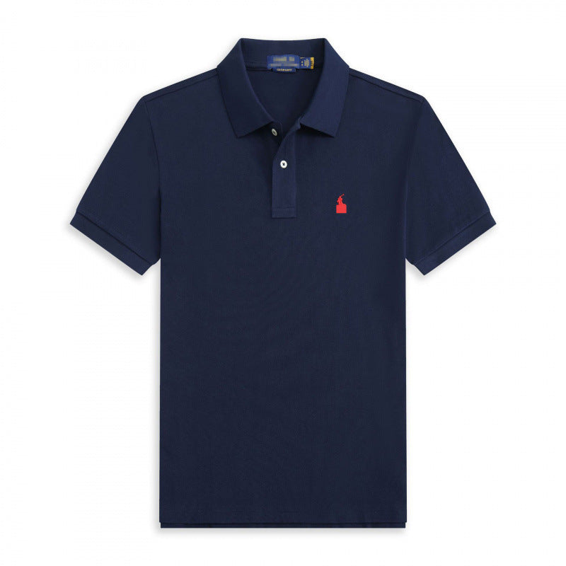 Verano 2025 Comercio Exterior RLoro Camiseta Raco Ralph Lawrence Camiseta de Manga Corta Hombre Logo de Solapa Pony Bordada Ropa Casual Bordada
