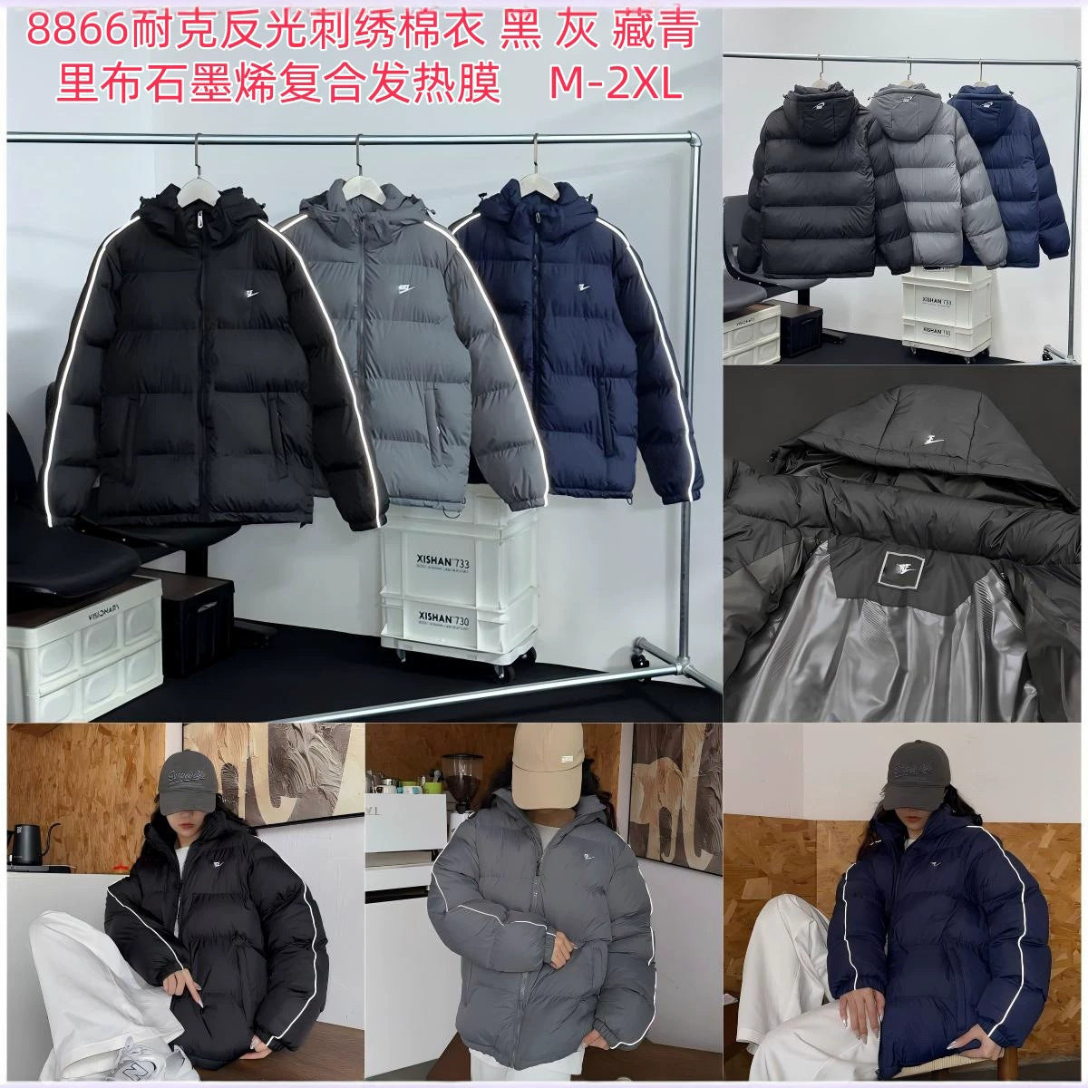 Reflektierende Sportjacke mit Kapuze N | Wintermantel | Luxury Markt