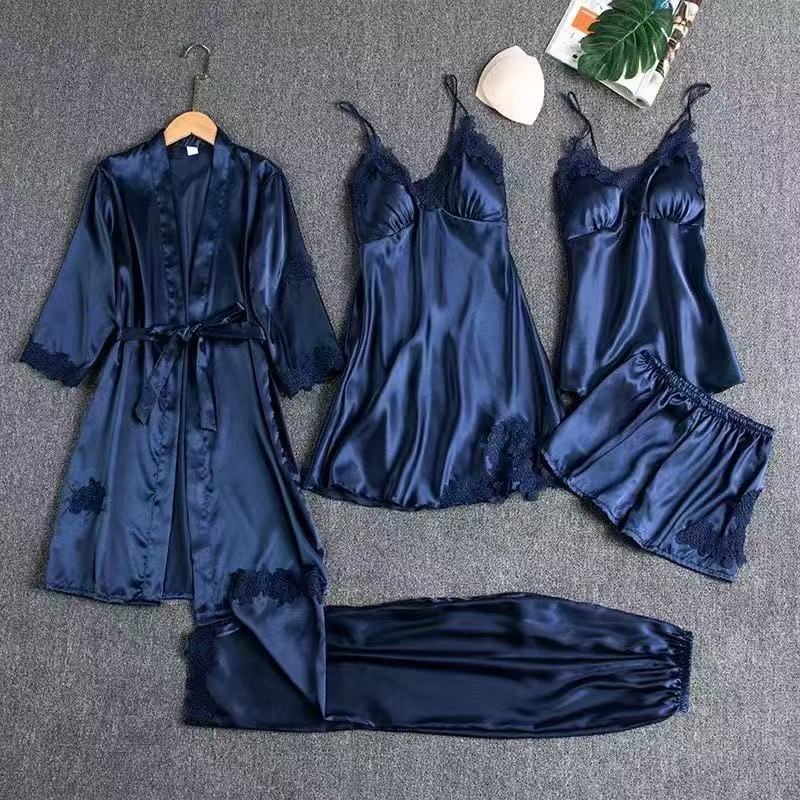 Comercio exterior femenino nuevos pijamas de talla grande de varias piezas, pijamas de talla grande con compresas para sujetadores