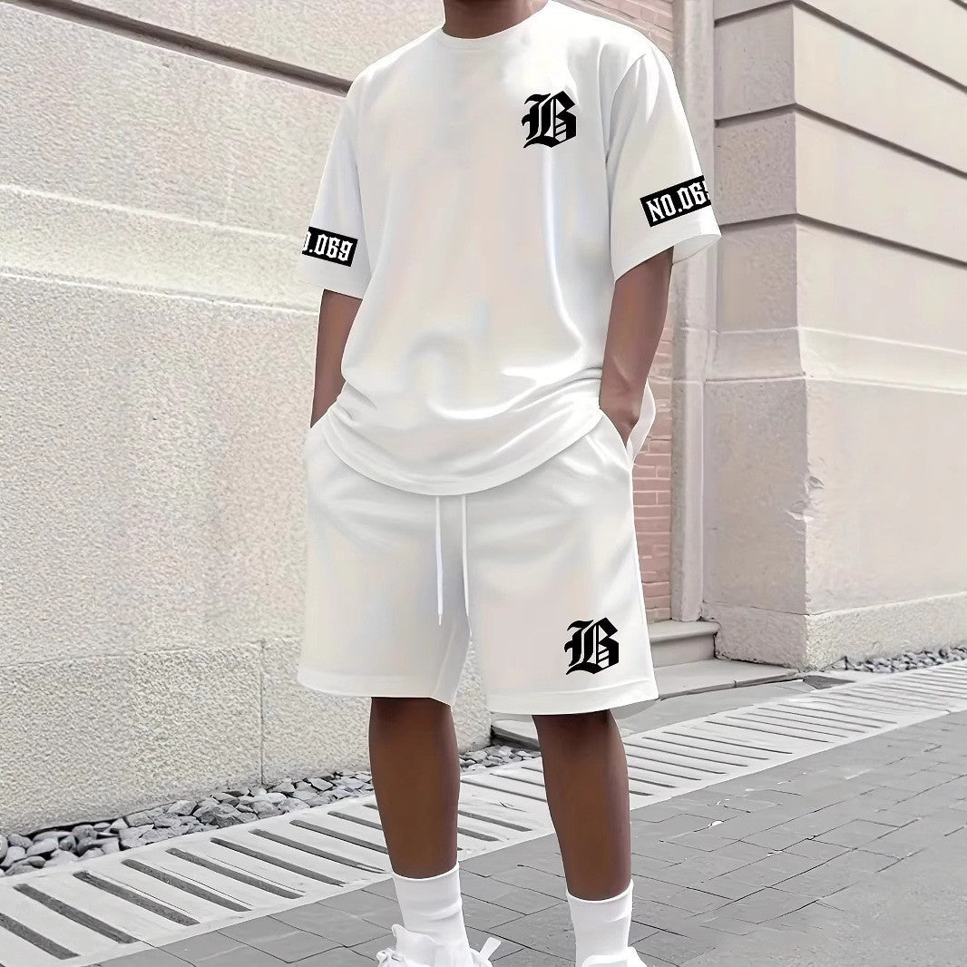 Set de camisetas deportivas de Los Ángeles con camisetas de manga corta de nueva moda transfronteriza europea y americana, ropa deportiva casual con el alfabeto de Los Ángeles