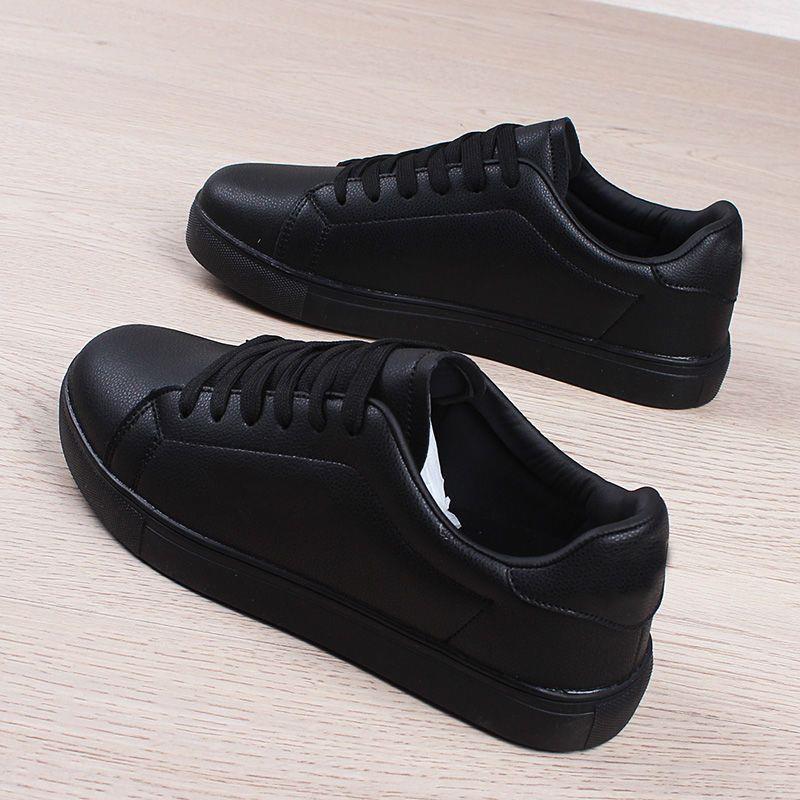 Zapatos negros completos, zapatos de cocina impermeables y antideslizantes de cuero de mujer, zapatos negros puros, ligeros y no cansados, zapatos negros pequeños