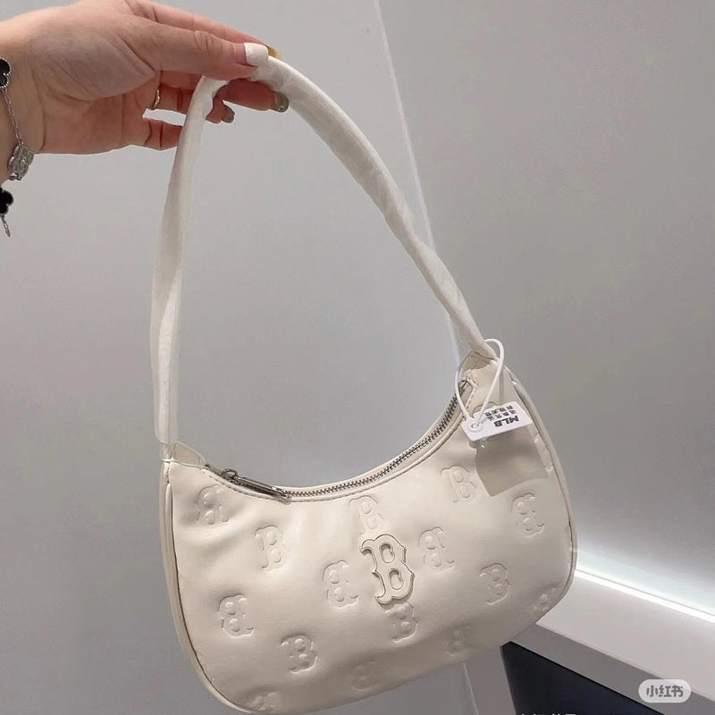 Bolso de la MLB coreana edición completa en relieve en relieve bolso sencillo de NY de moda versátil casual para mujer, novedad