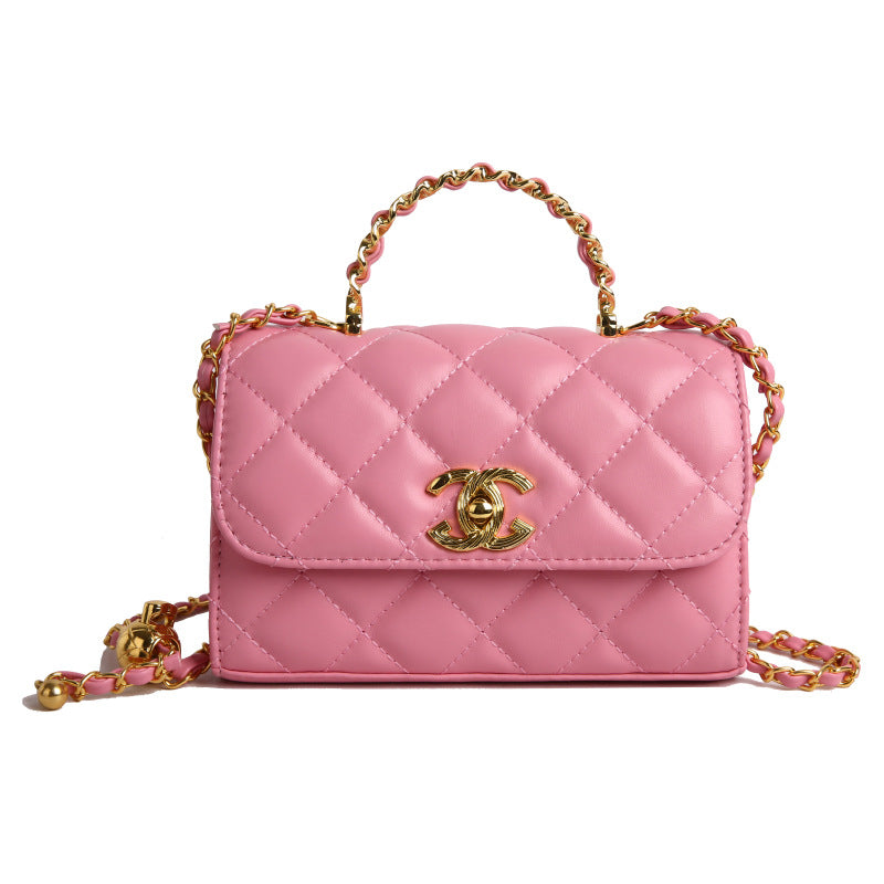 Bolso de mano de fragancia pequeña transfronteriza para mujer 2025 nuevo bolso cuadrado pequeño versátil de un solo hombro bolso de cadena rómbica cruzado de lujo ligero