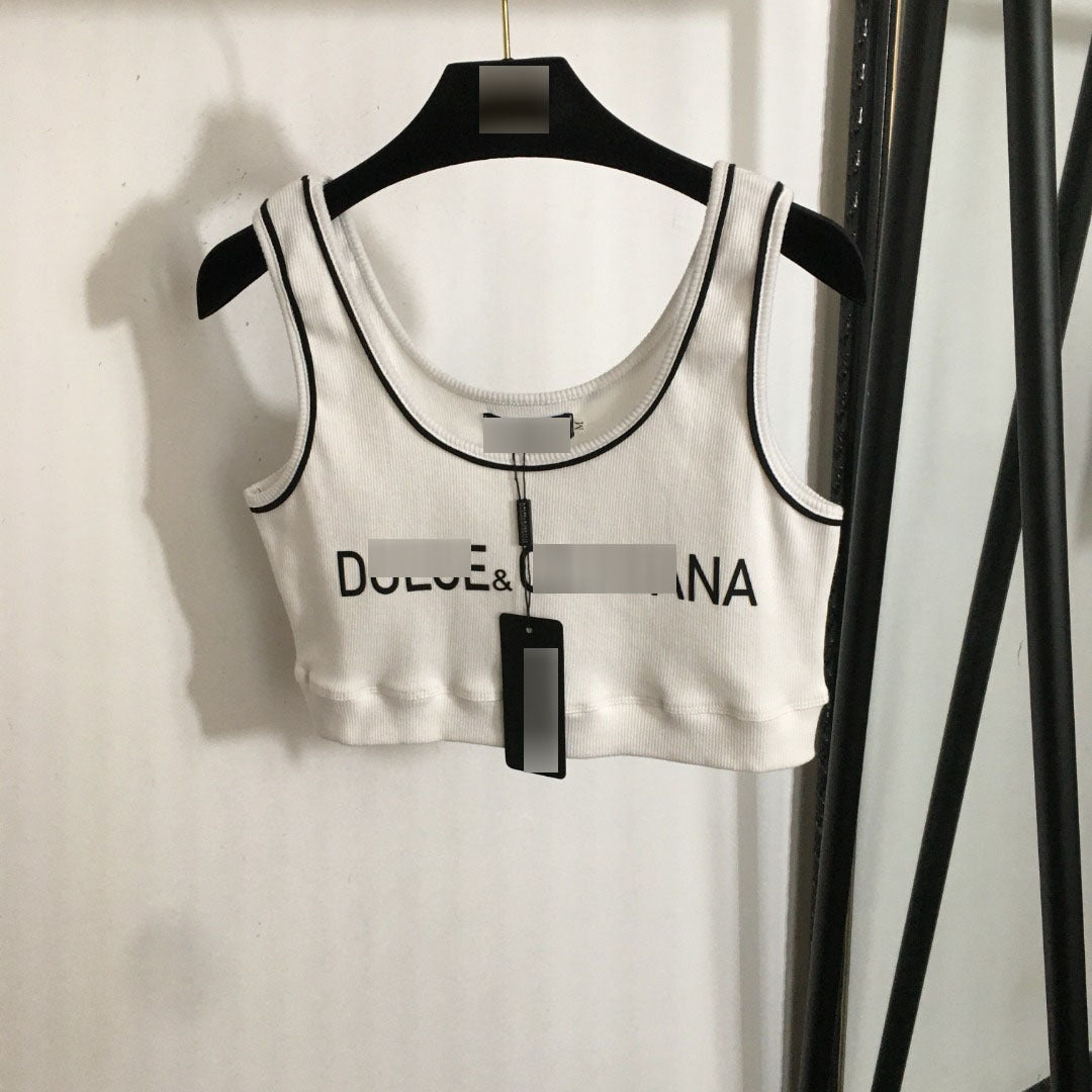 2025 Summer Nanyou New Fashion Logo Capa interior con letras desplazadas, listas ranuradas algodón puro chaleco casual versátil