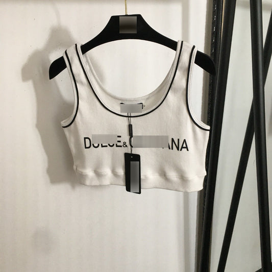 2025 Summer Nanyou New Fashion Logo Capa interior con letras desplazadas, listas ranuradas algodón puro chaleco casual versátil