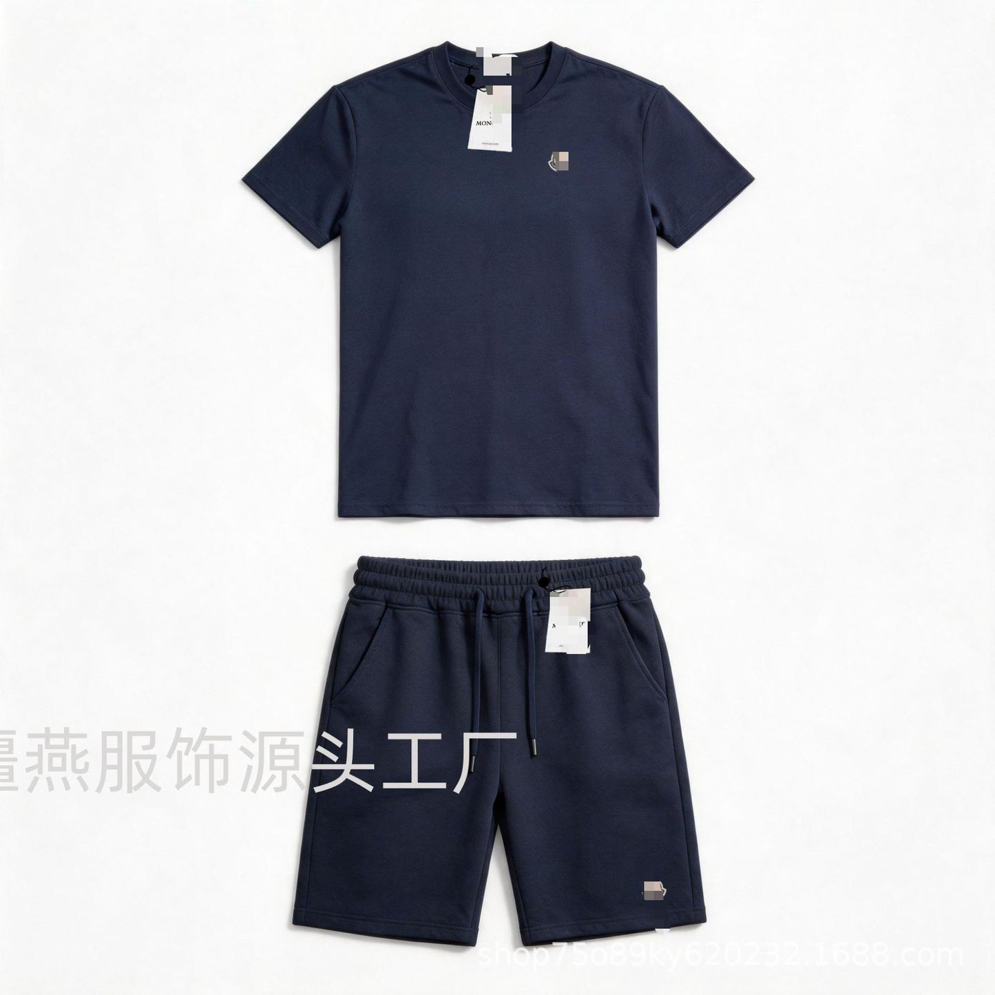 Conjunto versátil de pantalones cortos de algodón Hua para hombre auténtico + conjunto de dos piezas con etiqueta de cuello con cordón