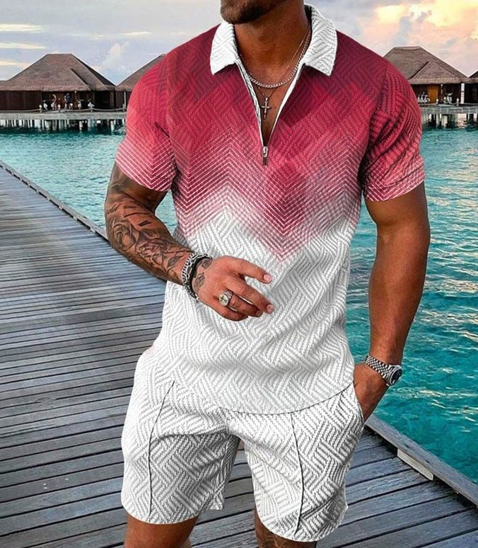 Conjunto de dos piezas de manga corta y pantalones cortos de Amazon de verano transfronterizo 2024 para comercio exterior, conjunto deportivo casual masculino