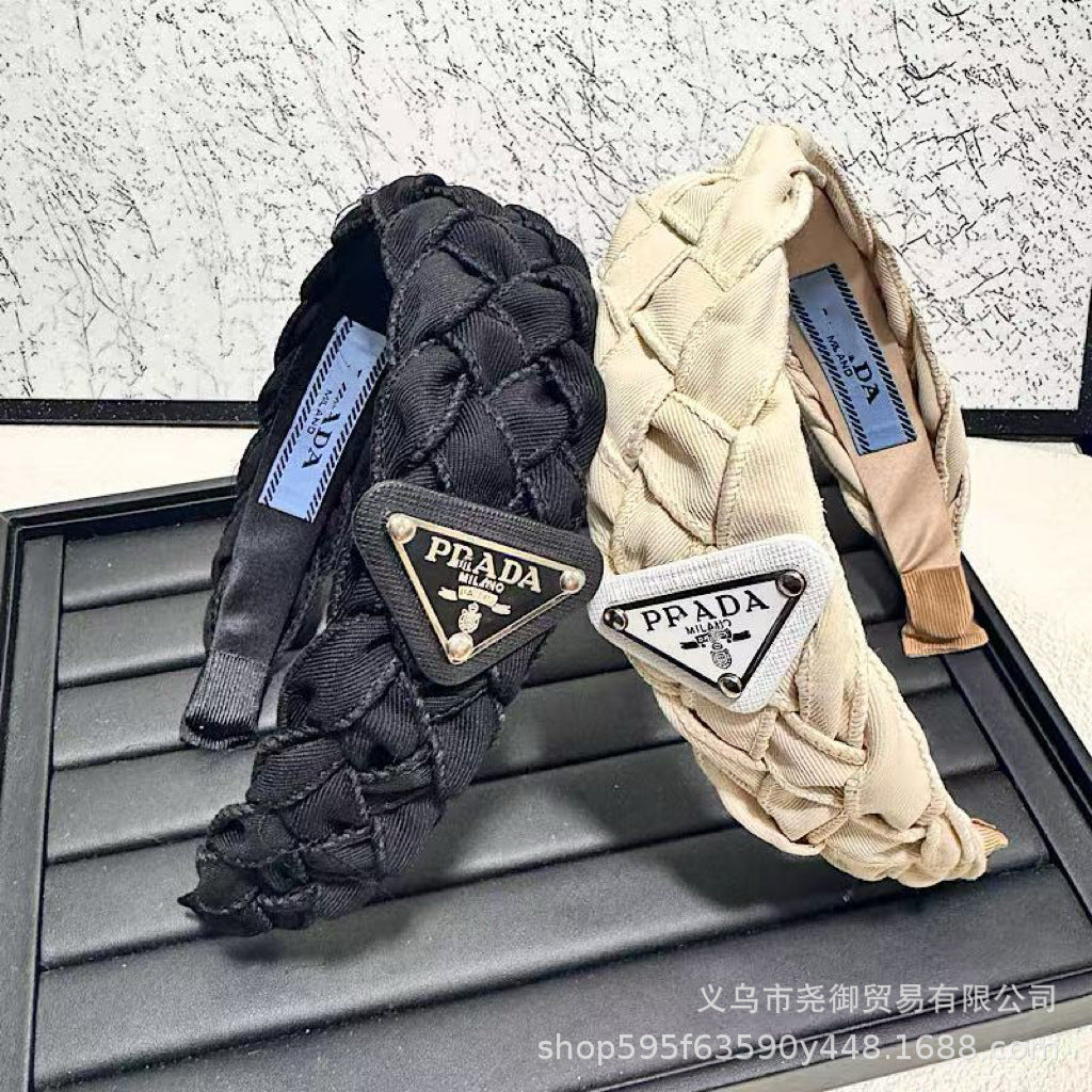 Cinta Trenzada Mujer Vintage Triángulo Borde Ancho | Accesorio Pelo