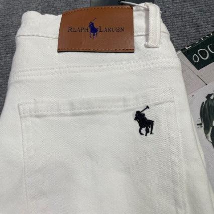 Jeans sbiancati ricamati uomo gamba dritta | Stemma francese | LuxuryMarkt